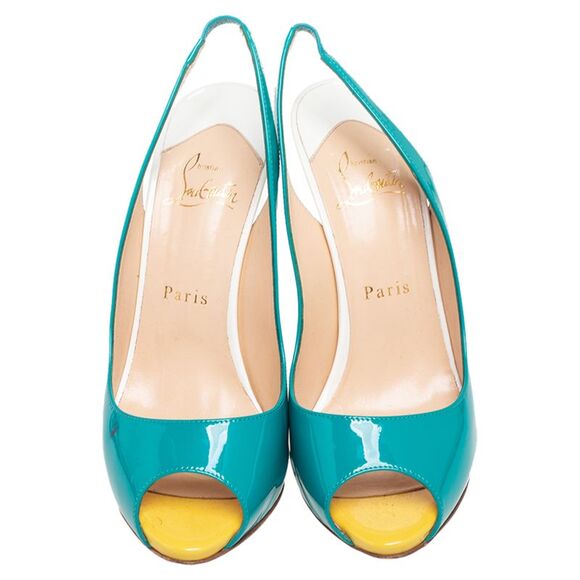 Christian Louboutin Multicolor Patent Leather Flo Slingback Sandals Size 37.5 - Picture 3 of 4